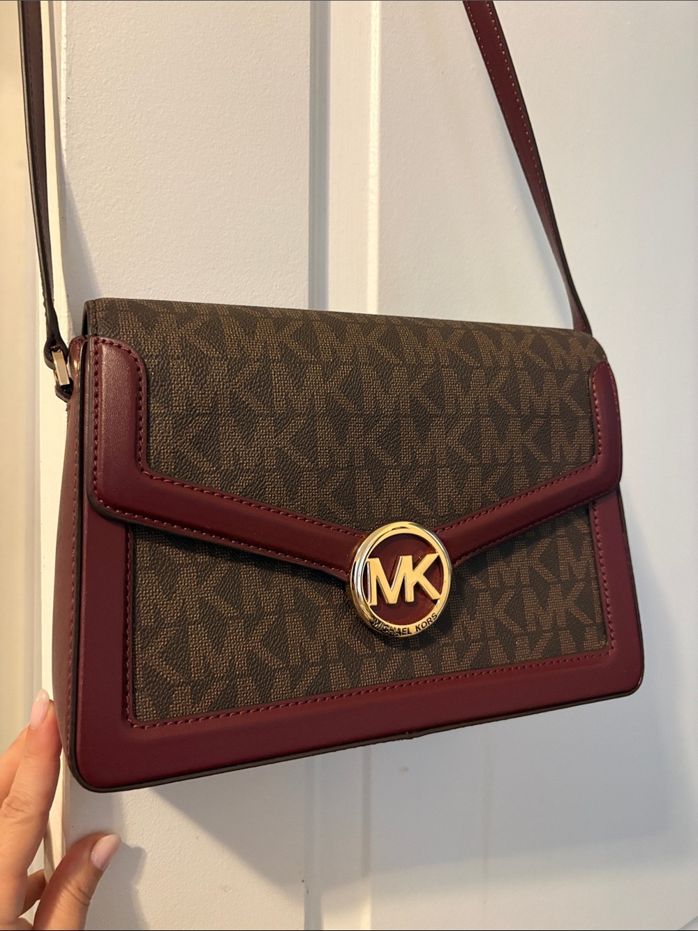 Michael Kors Brown MK Monogram Jessie Medium Shoulder Bag